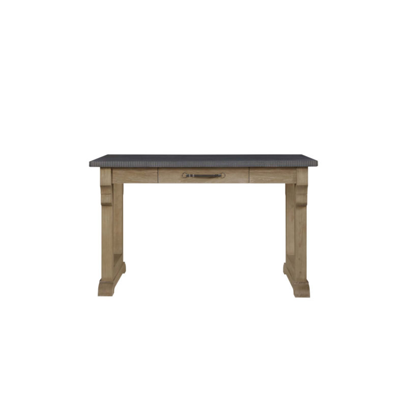 Îlot de cuisine à surface en ciment avec finition cajou, surface durable et rangement fonctionnel pour les cuisines de campagne modernes. (Table seulement)
