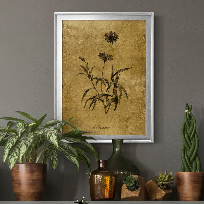Impression sur toile «Botanical I», cadre doré, H 30,5 po x l 22,5 po x P 1,5 po, Argent