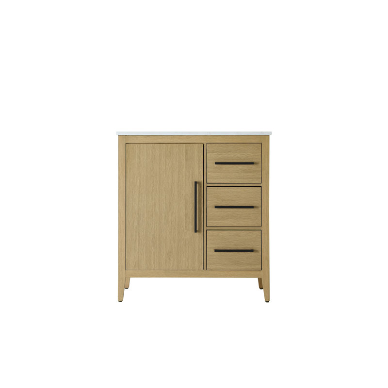 32 Inch Single Bathroom Vanity, Honey Brown