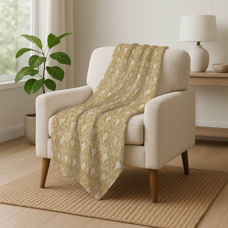 Jeté floral Sherpa ASB899 Addison, Doré, Motif floral