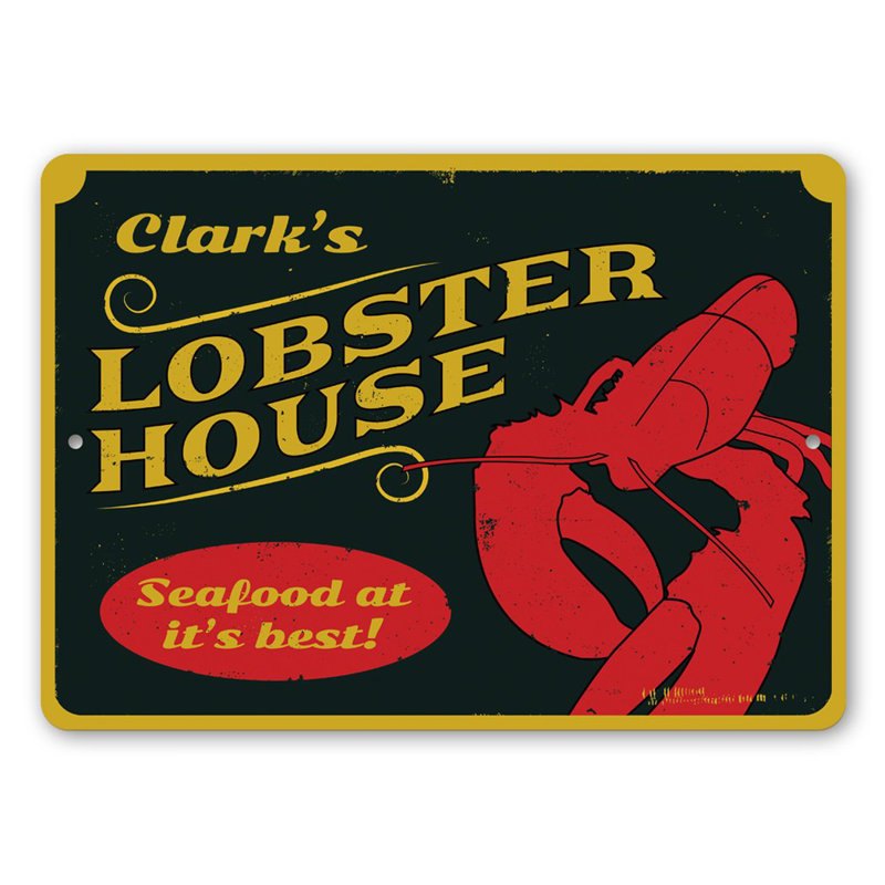 Plaque de homard en métal, H 12 po x l 18 po x P 0,06 po