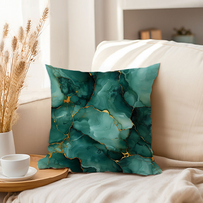 Abstract Green Marble Geode Pattern - I Modern Throw Pillow Cover, 16x16