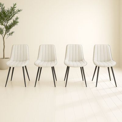 Ensemble de 4 chaises de salle à manger modernes en cuir de polyuréthane avec pieds en métal et sièges rembourrés, imperméables et faciles à nettoyer