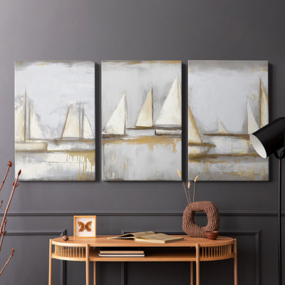 Série Sea and Shore X III - Ensemble de toiles tendues avec châssis Premium - Prêt à être accroché