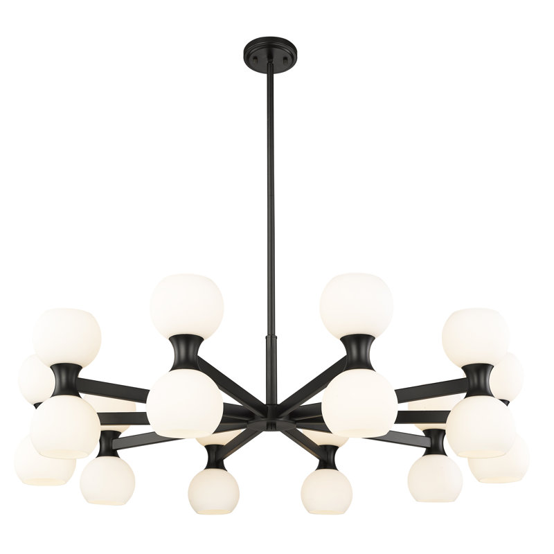 Lustre spoutnik 20 lumières à intensité variable, Noir mat