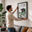 Monkey Among Calligraphy Japandi - Framed Print-1843154262-1843154257