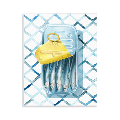 Art géométrique sur plaque de sardines géométriques par Grace Popp