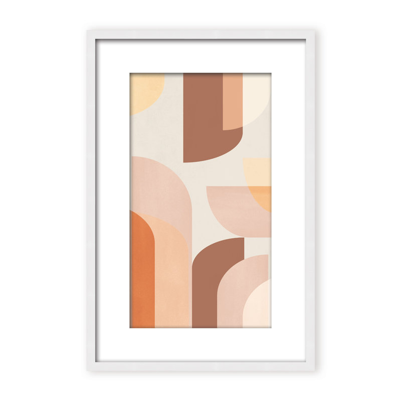 Abstract Retro Geometric by  - Picture Frame Graphic Art on Paper, 36" H x 24" W x 1.125" D, Brown, Framed Matted Print