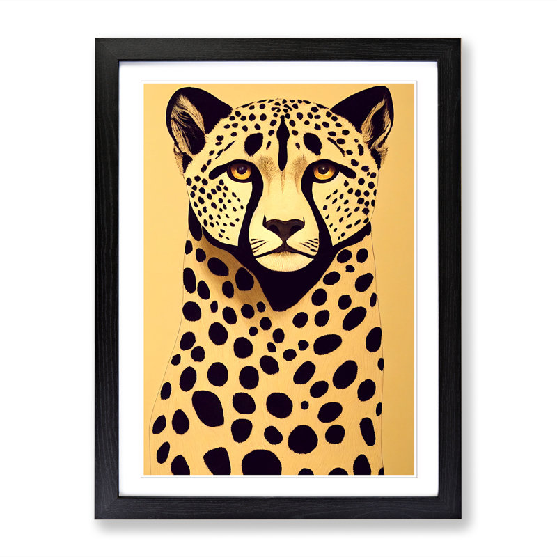 Isabeth Cheetah Scandinavian - Picture Frame Print, Black Framed, 64cm H x 46cm W