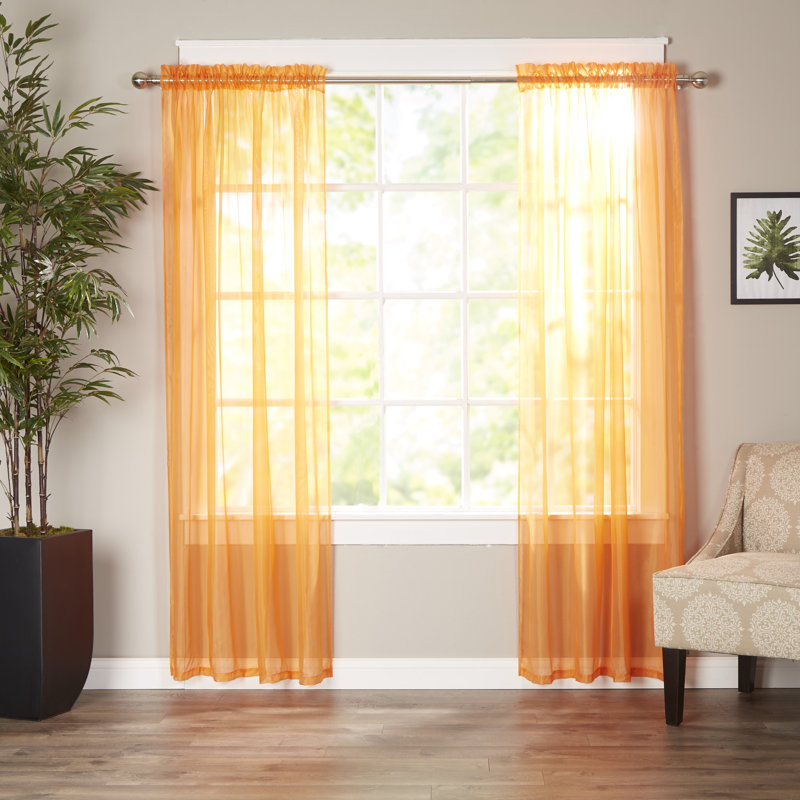 Sheer Sliding Panel Pair, Orange, 60" W x 84" L