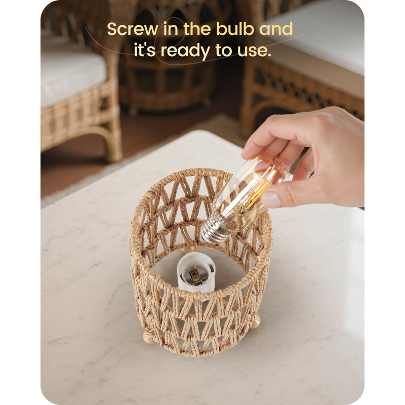 Boho Rattan Table Lamps Led Bulb Included