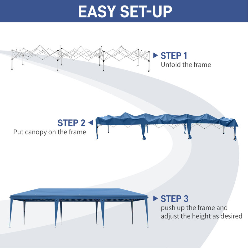 360'' W x 120'' D Steel Pop-Up Canopy, Blue