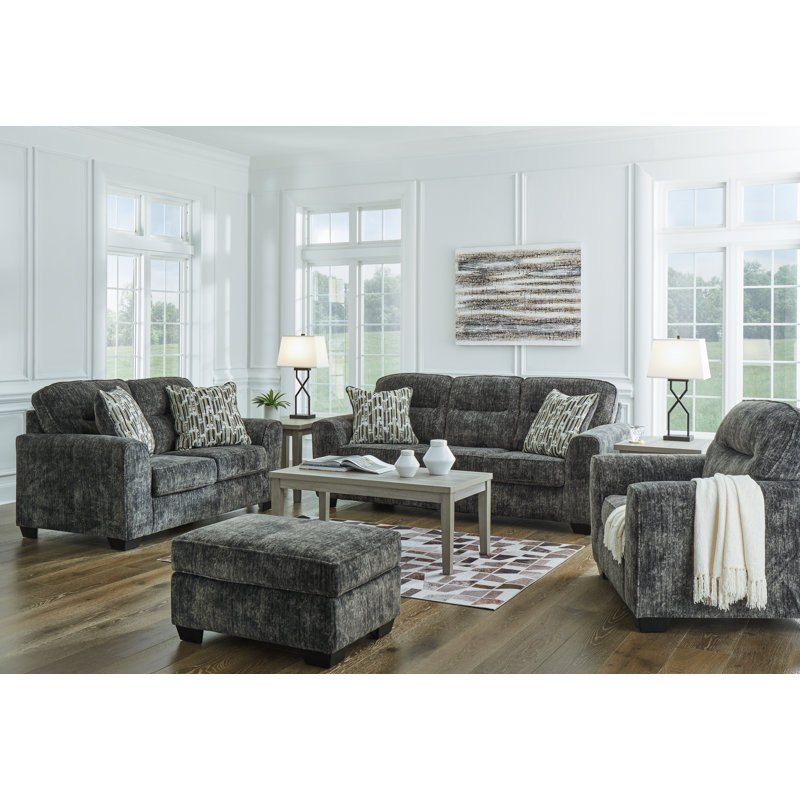 Canapé, causeuse, fauteuil surdimensionné et repose-pieds Lonoke, Gris