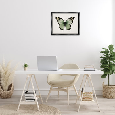 «Green Symmetric Butterfly Grey», art mural encadré par Elizabeth Medley