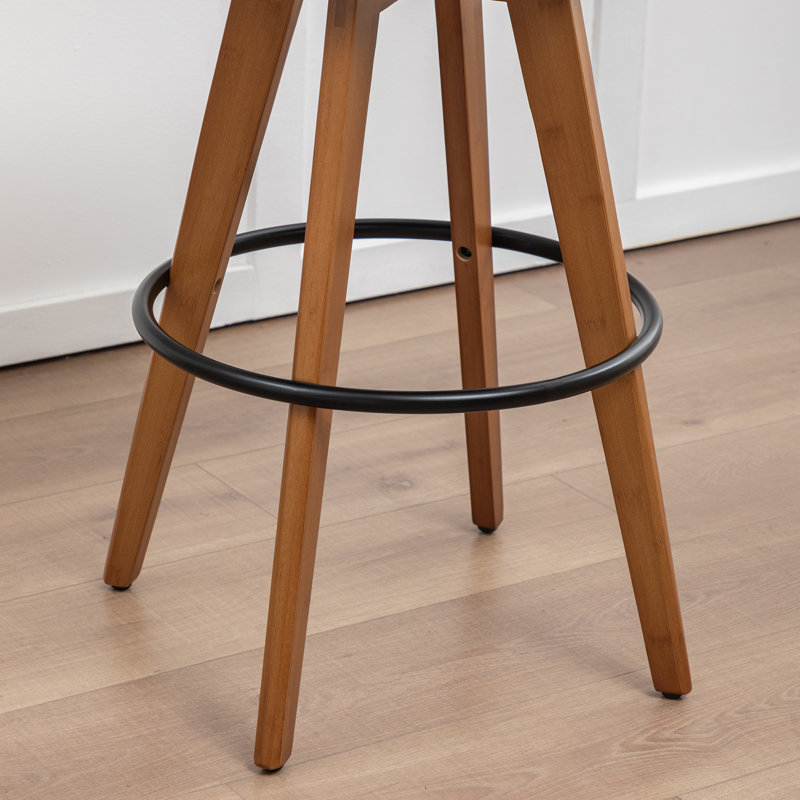 Swivel Upholstered Counter Stool, Black, Bar Stool (29.92" Seat Height)