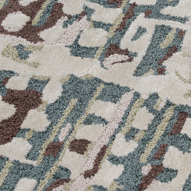Minturn Hand-Tufted High Low Textured Indoor Rug Geometric Balsam Green, Rectangle 3' x 5'