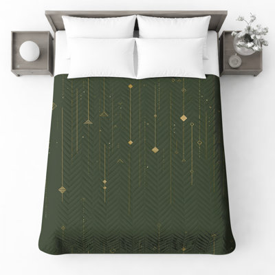 Couvre-lit matelassé vert et doré toutes tailles