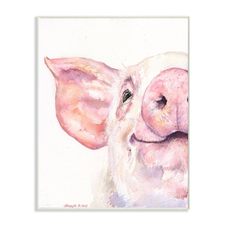 Décoration murale Schumann, tête de cochon, aquarelle, enfants, H 15 po x l 10 po x P 0,5 po, Plaque murale
