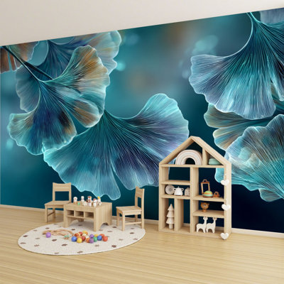 Papier peint adhésif peler et coller Ginkgo Painterly Leaves Ambient Lighting Wall Murals
