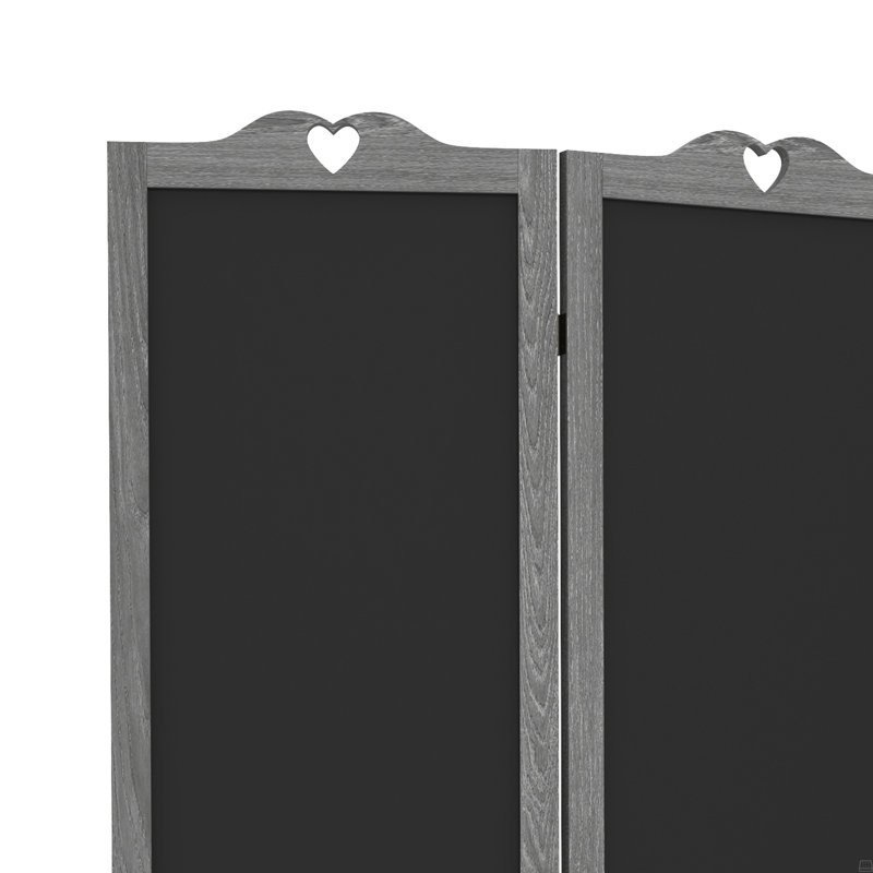 Paravent pliant 4 panneaux avec tableau noir, panneaux d'intimité autoportants de 5,5 pi de hauteur, Gris