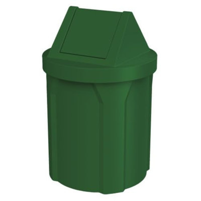 Sturdy Essentials 42 Gallon Round 100% Recycled Plastic Indoor Or Outdoor Commercial Trash Can With Easy Access Swing Top Lid | Industrial Strength | For Schools And Businesses - Green