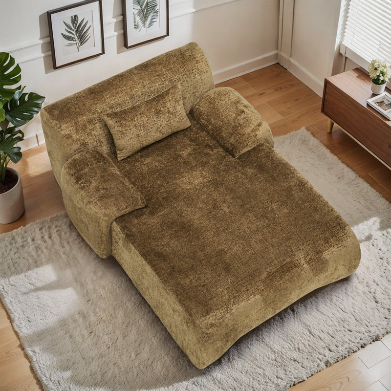 Canapé-lit à compression surdimensionné de 66 po avec coussin lombaire, Brun