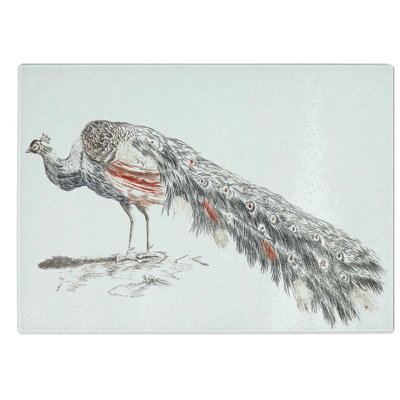 Glass Illustration of A Peacock by Johan Teyler Chopping Board