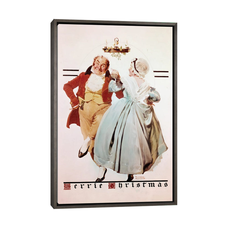 «Couple Dancing Under Mistletoe», reproduction d'art sur toile encadrée, H 60 po x l 40 po, Gris