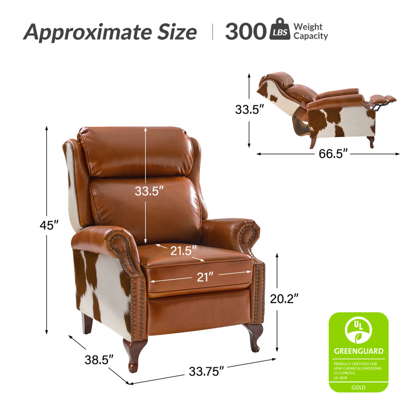 Fauteuil inclinable manuel en cuir de vache Terecita (ensemble de 2), Sable