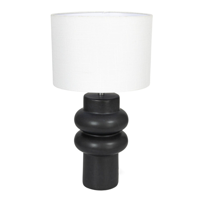 Luetta Stoneware Table Lamp with Linen Shade, Black, White