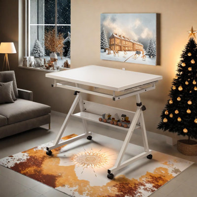 Adjustable Jigsaw Puzzle Table with Wheels and Storage for 1500 Pieces