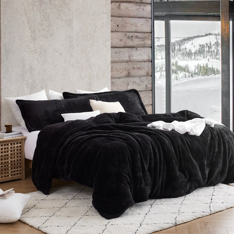 Coma Inducer Original Plush Fluffy Oversized Comforter, Black, Queen Comforter