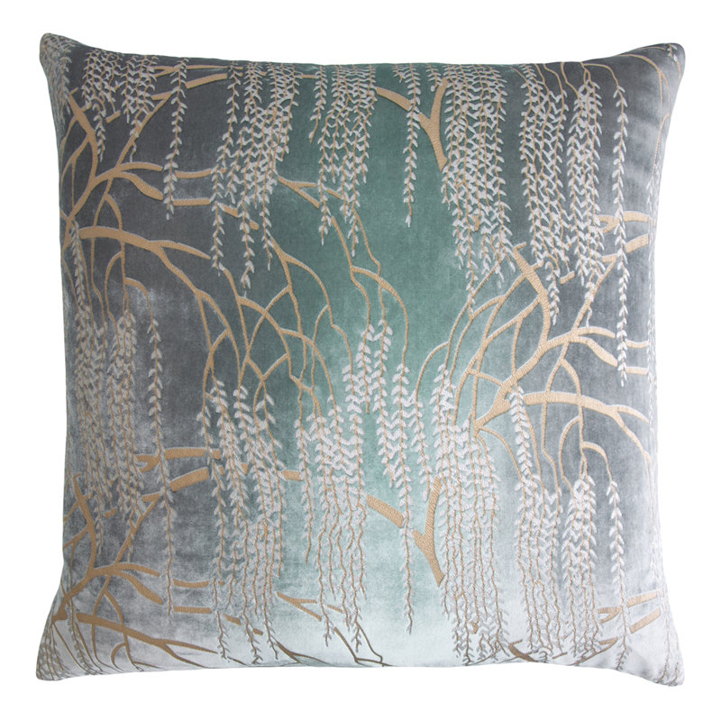 Metallic Square Velvet Pillow Cover & Insert, 18" x 18", Jade