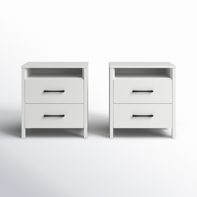 Pruitt 22.7" 2 Drawer Nightstand, Set of 2, Matt White