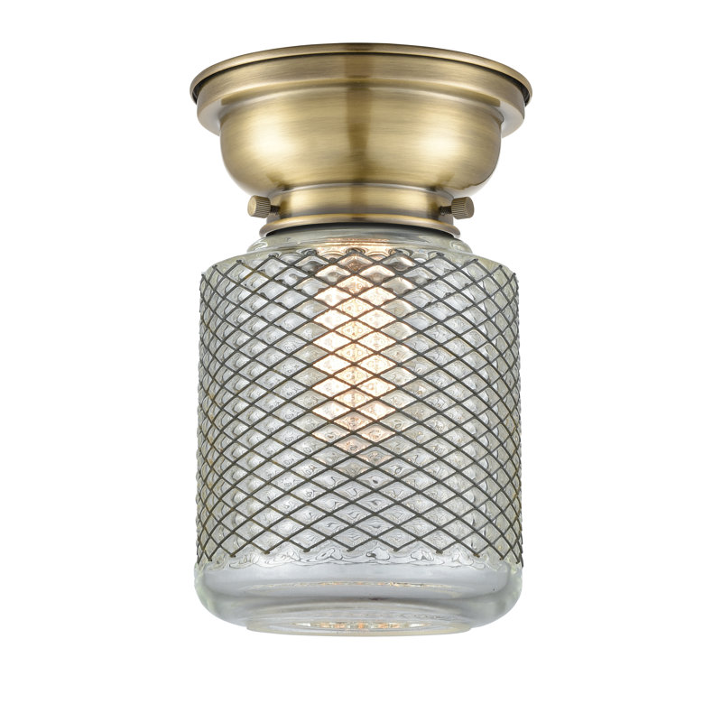 Iyana Glass Flush Mount, Antique Brass, No Bulb Included