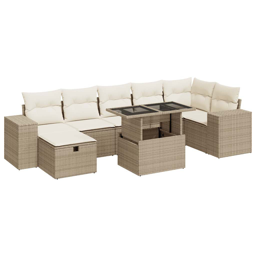 5-Tlg. Garten-Sofagarnitur Mit Kissen Beige Poly Rattan