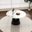 Table de salle à manger ronde en marbre de 53 po, table de salle à manger en pierre frittée avec base conique en acier inoxydable, table de salle à manger robuste pour la salle à manger de cuisine pour 4 à 6 personnes