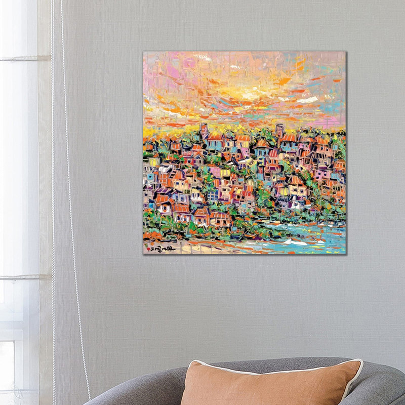 « Sun Coast » par Joachim McMillan, reproduction d’art, H 26 po x l 26 po x P 1,5 po, Toile tendue, Pas de tapis