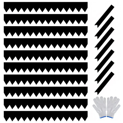 Bordure de paysage en acier galvanisé robuste, paquet de 10, bordure de pelouse en métal pliable de 34 pieds avec dent de requin ondulée, piquets et pinces - cloison à marteler résistante aux intempéries, 40 x 6 po