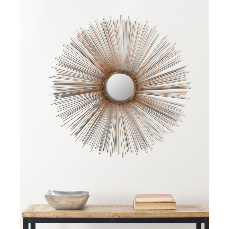 Pranzal Sunburst Framed Accent Mirror in Burnt Copper