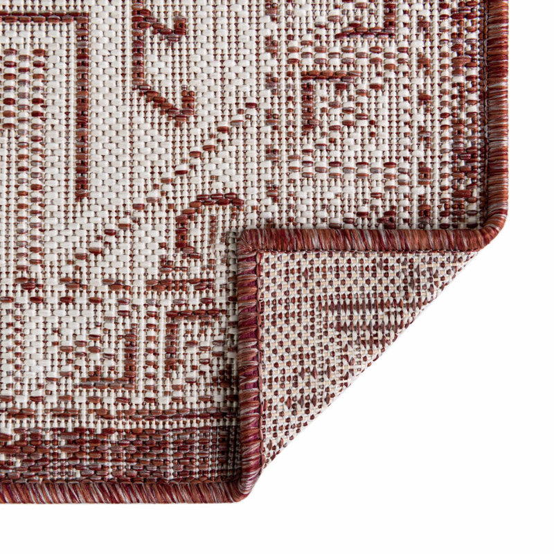 Tapis intérieur / extérieur bleu Allexis Southwestern, Carré 5 pi 3 po