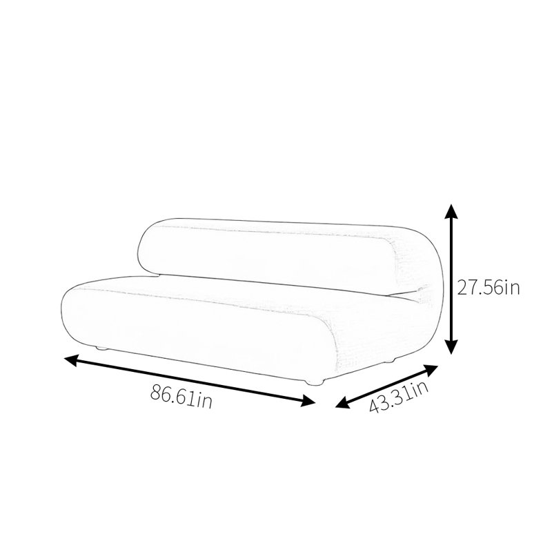 Canapé Retro Slouchy Curly, H 27,56 po x l 86,61 po x P 43,31 po, 2, Blanc cassé / blanc
