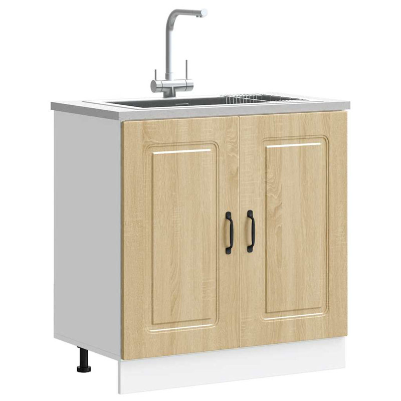 Sink Base Cabinet Kalmar 80X46x81.5 Cm Engineered Wood, Sonoma Oak
