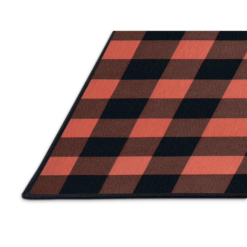 Machine Washable Botanical Brown Area Rug, Square 3'