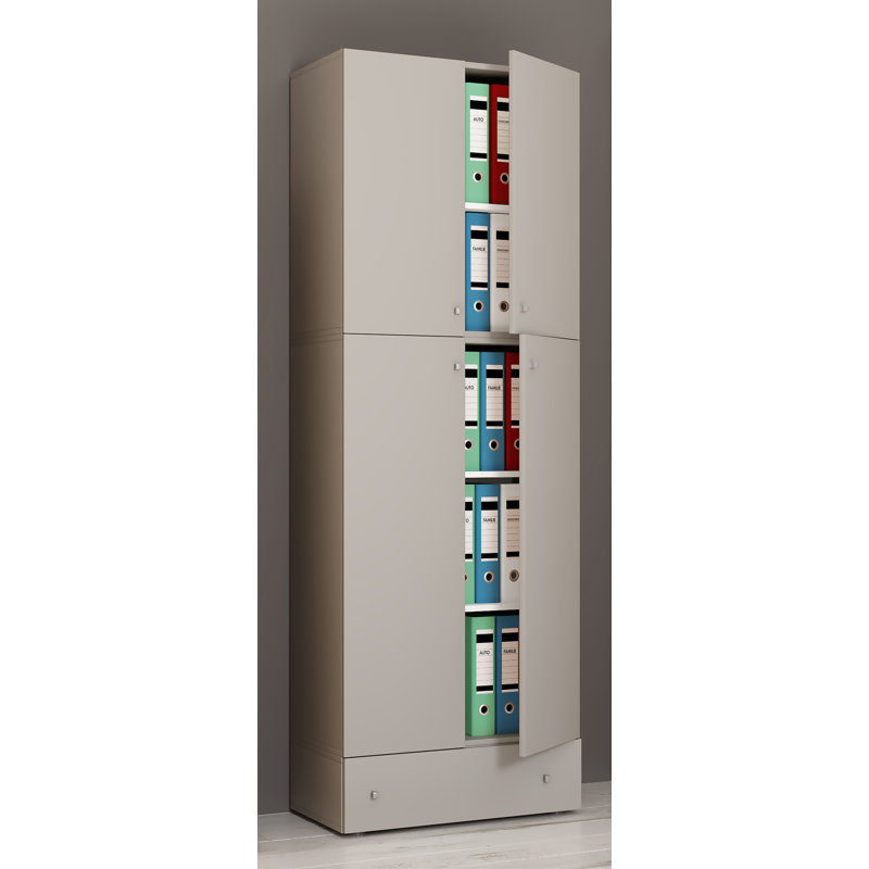 Alixia 70cm Wide File Cabinet, Grey/Brown/Blue