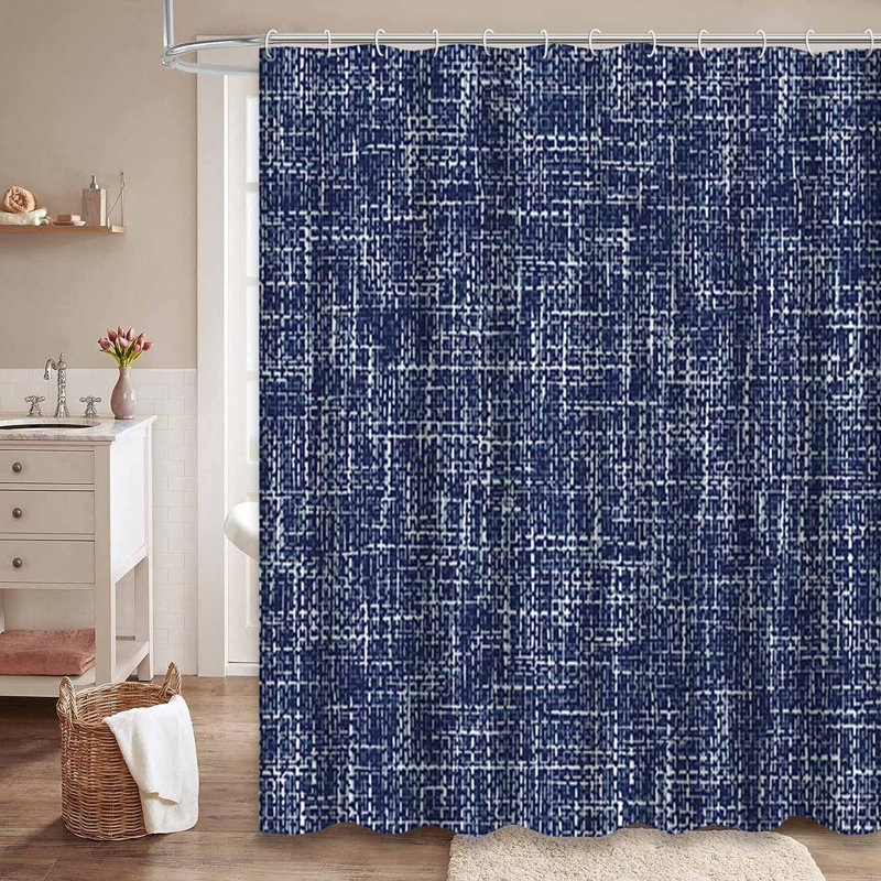 Rideau de douche abstrait en tissu bleu indigo abstrait avec 12 crochets, L 72 po x l 84 po