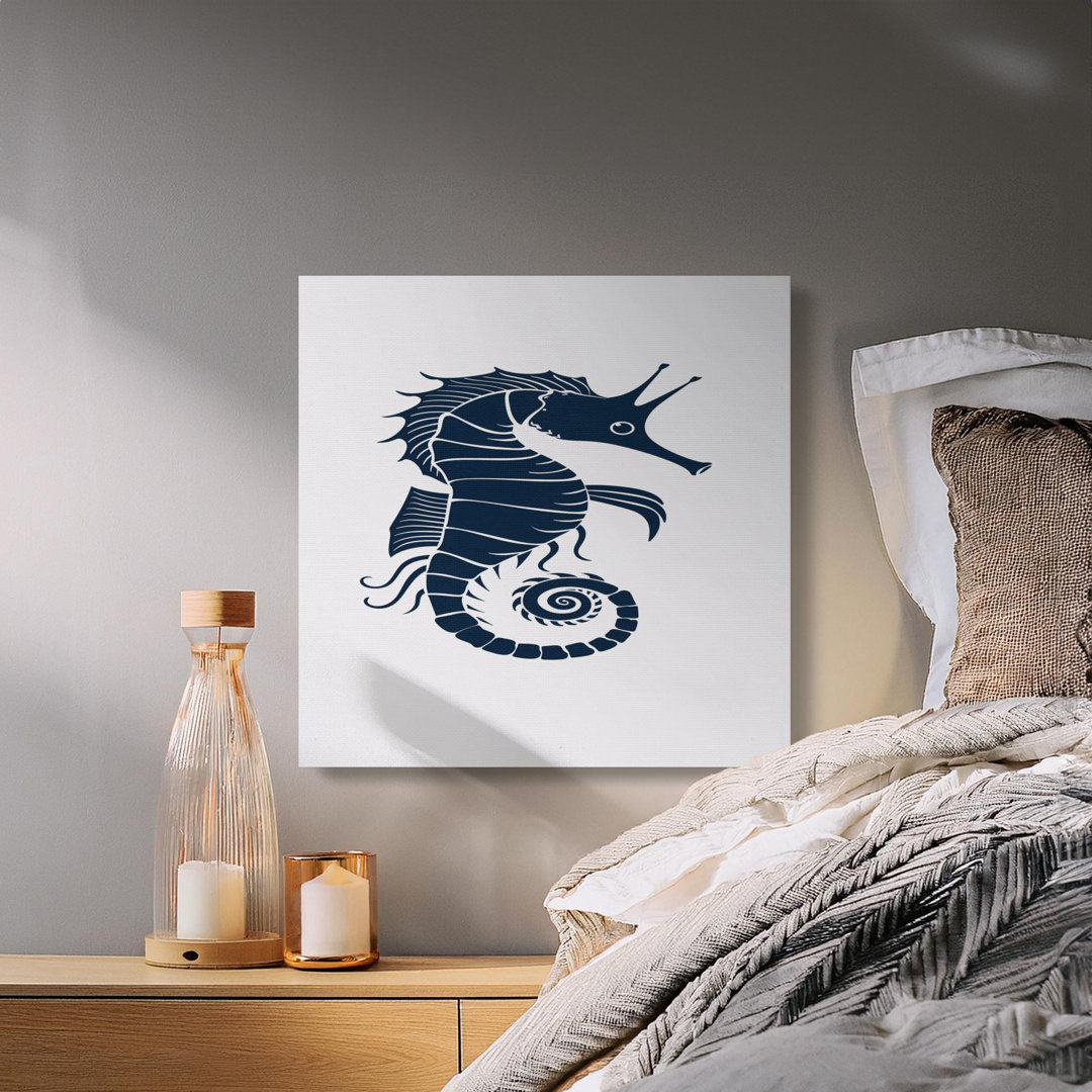 Navy Seahorse Minimalist Wall Art