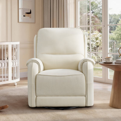 270° Swivel Glider Velvet Power Recliner With Ambient Light And USB Charging
