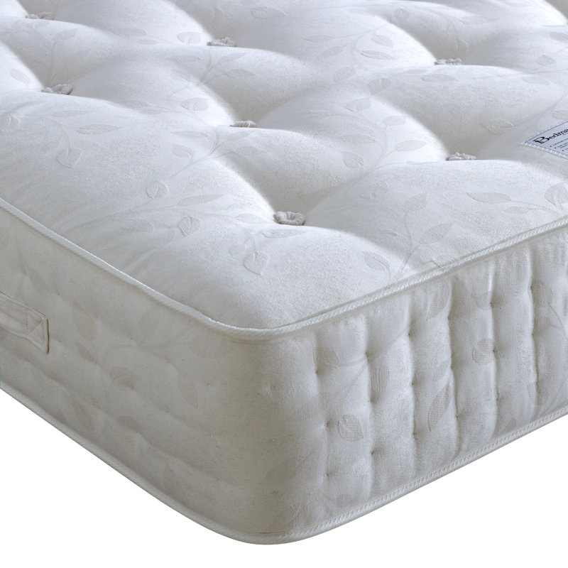 Diamond Upholstered Bed with Mattress, 2 Drawers, Single (3'), Beige