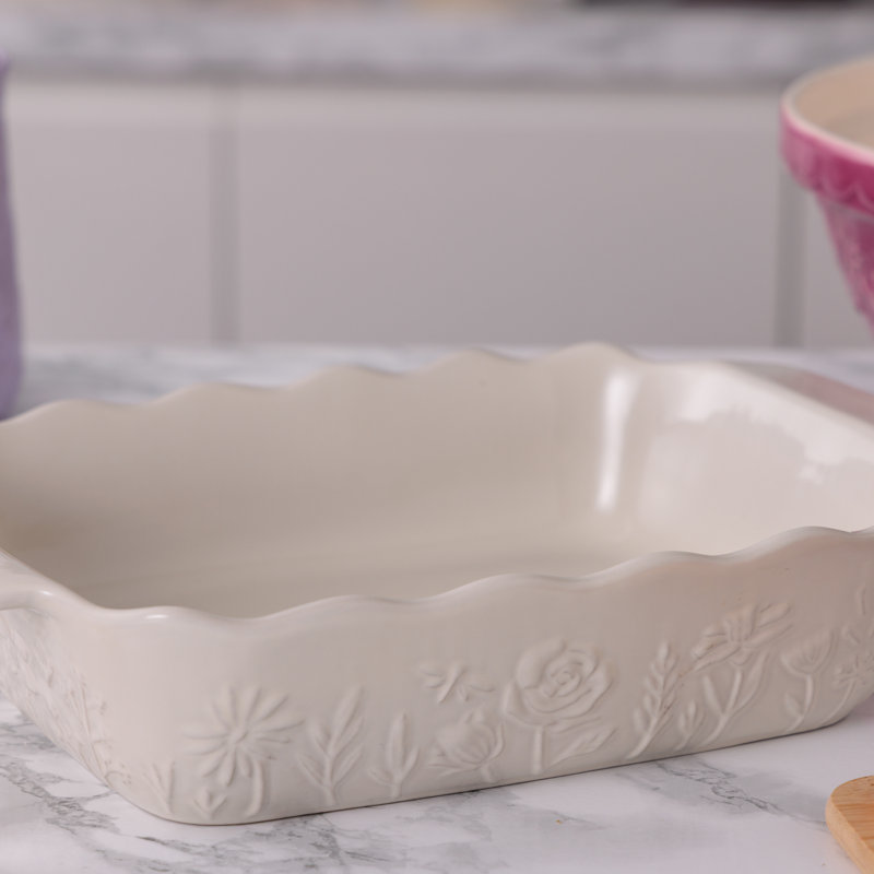 In The Meadow Cream Square Dish, 12.2" x 8.5"